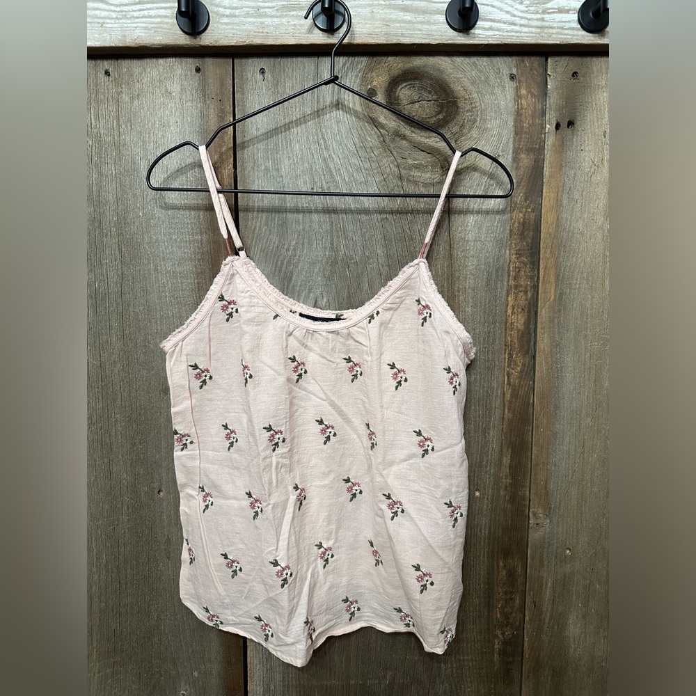Abercrombie & Fitch Embroidered Floral Cami Tank in Pink Size Small Women’s
